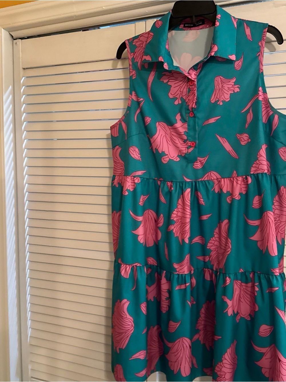 SHEIN Teal and Pink Floral Dress